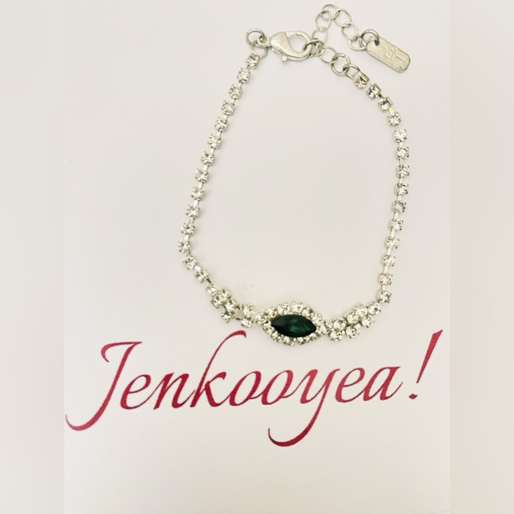 Silver Bracelet with Green Gemstone
